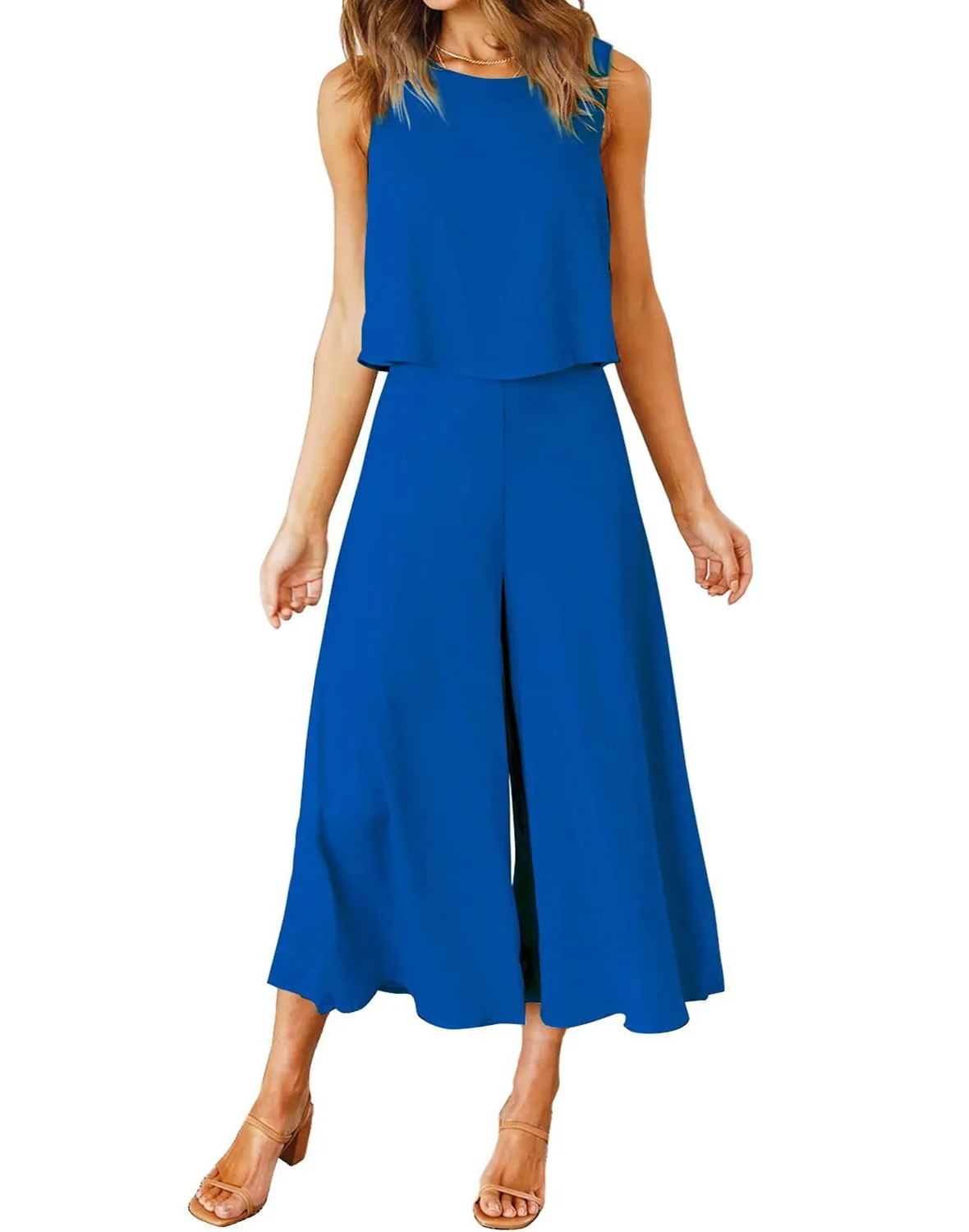 Ensemble débardeur sans manches et pantalon ample pour femme (2 pièces achetées, livraison gratuite)