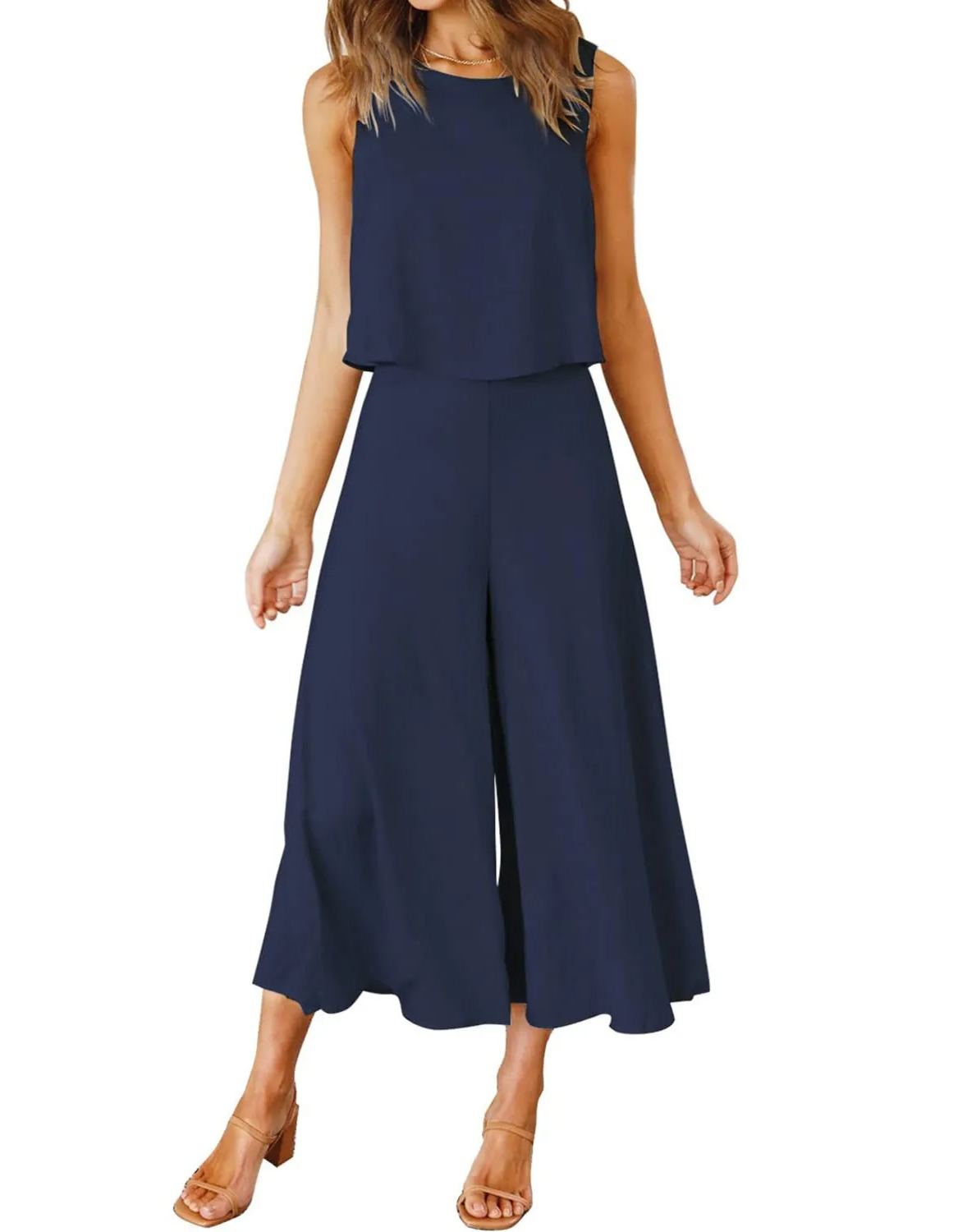 Ensemble débardeur sans manches et pantalon ample pour femme (2 pièces achetées, livraison gratuite)