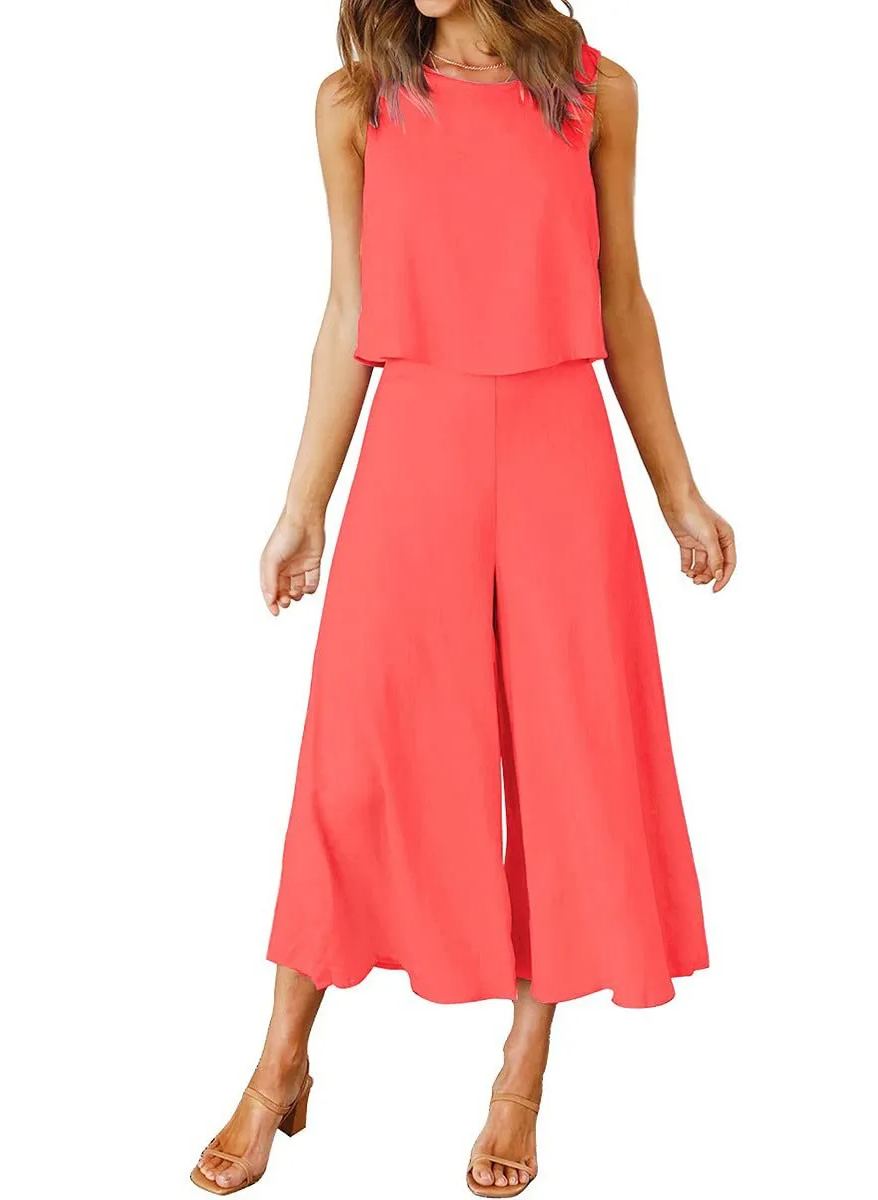 Ensemble débardeur sans manches et pantalon ample pour femme (2 pièces achetées, livraison gratuite)