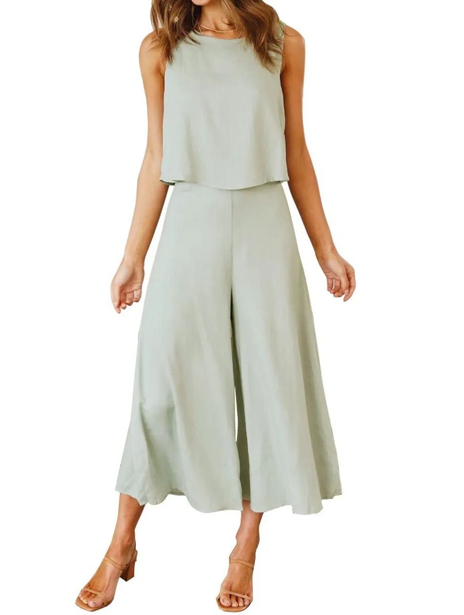 Ensemble débardeur sans manches et pantalon ample pour femme (2 pièces achetées, livraison gratuite)