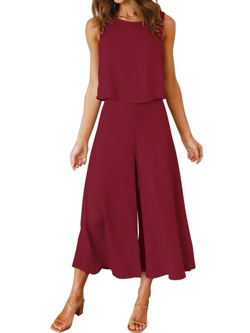 Ensemble débardeur sans manches et pantalon ample pour femme (2 pièces achetées, livraison gratuite)