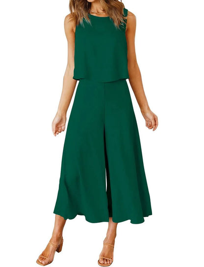 Ensemble débardeur sans manches et pantalon ample pour femme (2 pièces achetées, livraison gratuite)