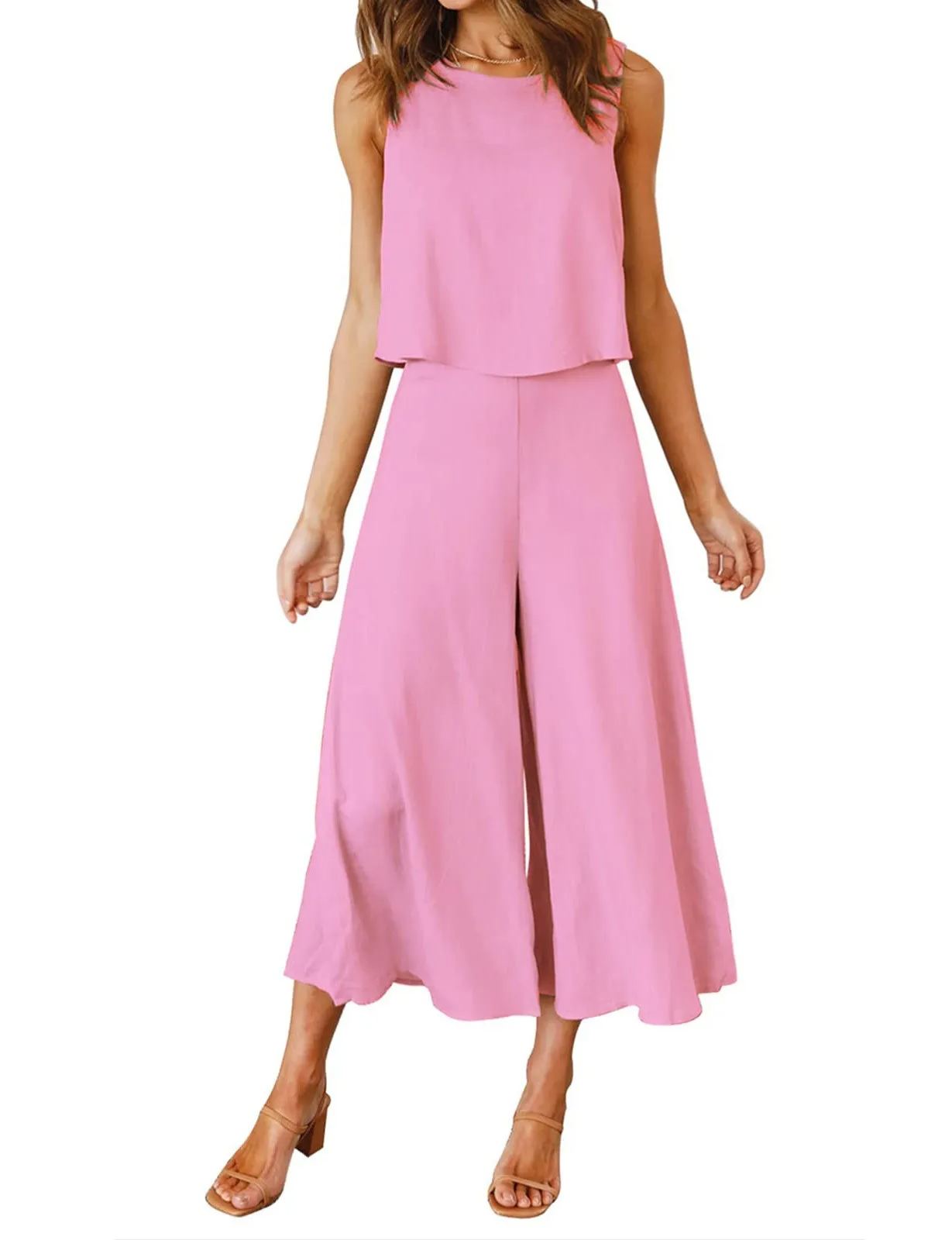 Ensemble débardeur sans manches et pantalon ample pour femme (2 pièces achetées, livraison gratuite)