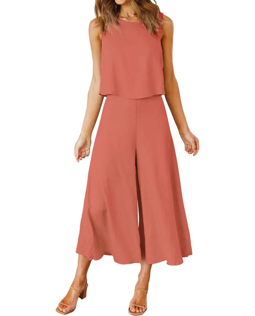 Ensemble débardeur sans manches et pantalon ample pour femme (2 pièces achetées, livraison gratuite)