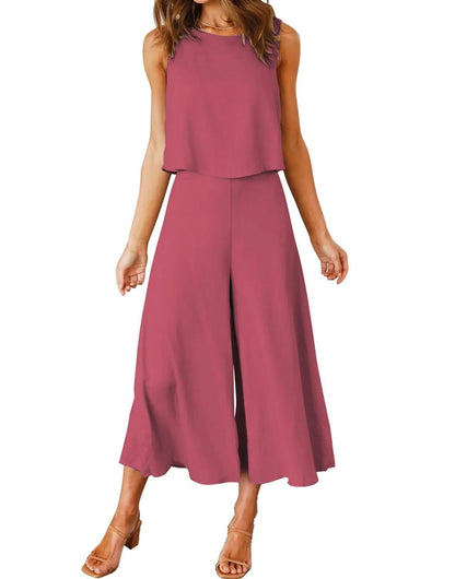 Ensemble débardeur sans manches et pantalon ample pour femme (2 pièces achetées, livraison gratuite)