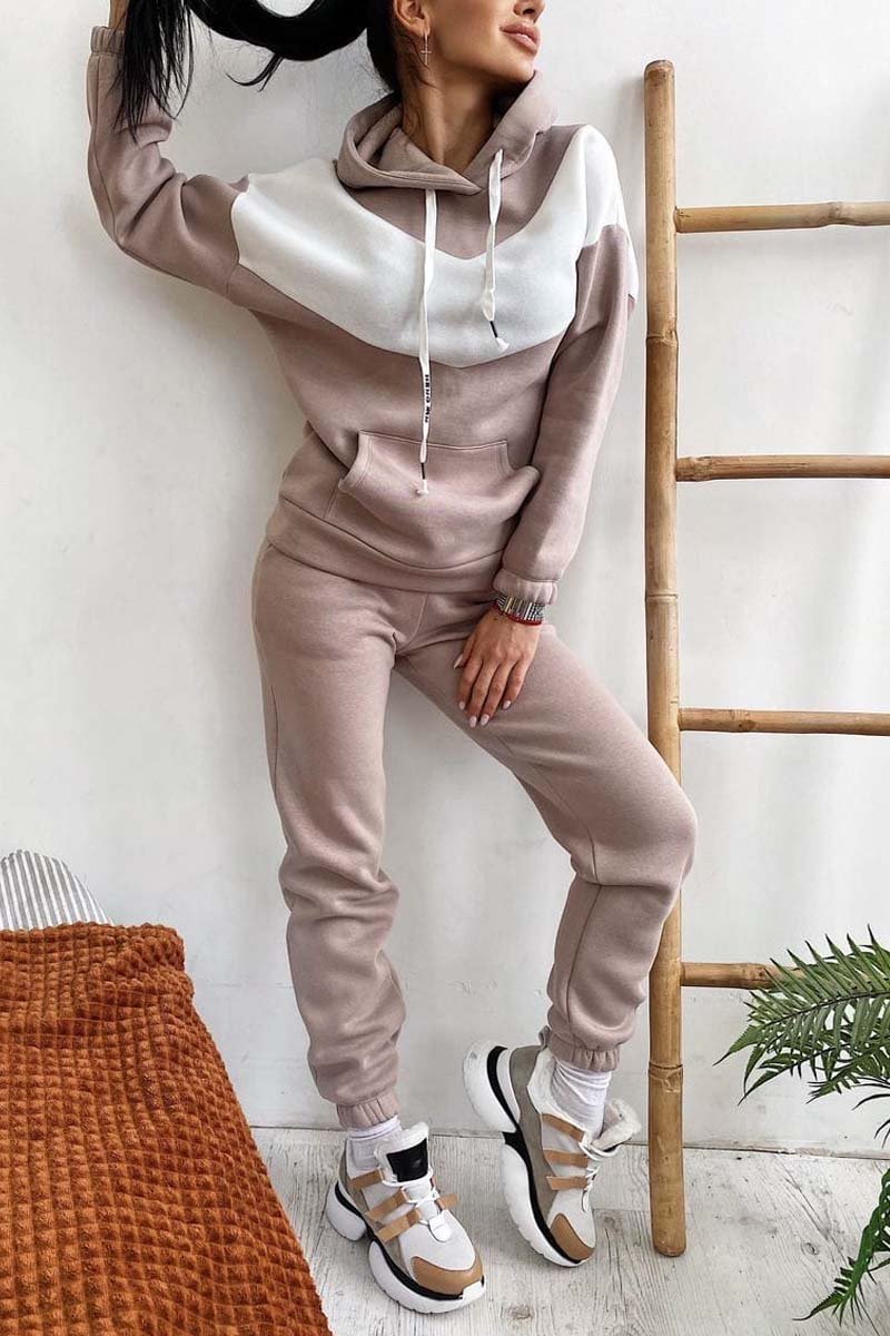 Damen Athleisure Sweatshirt mit Kapuze in Kontrastfarbe 
