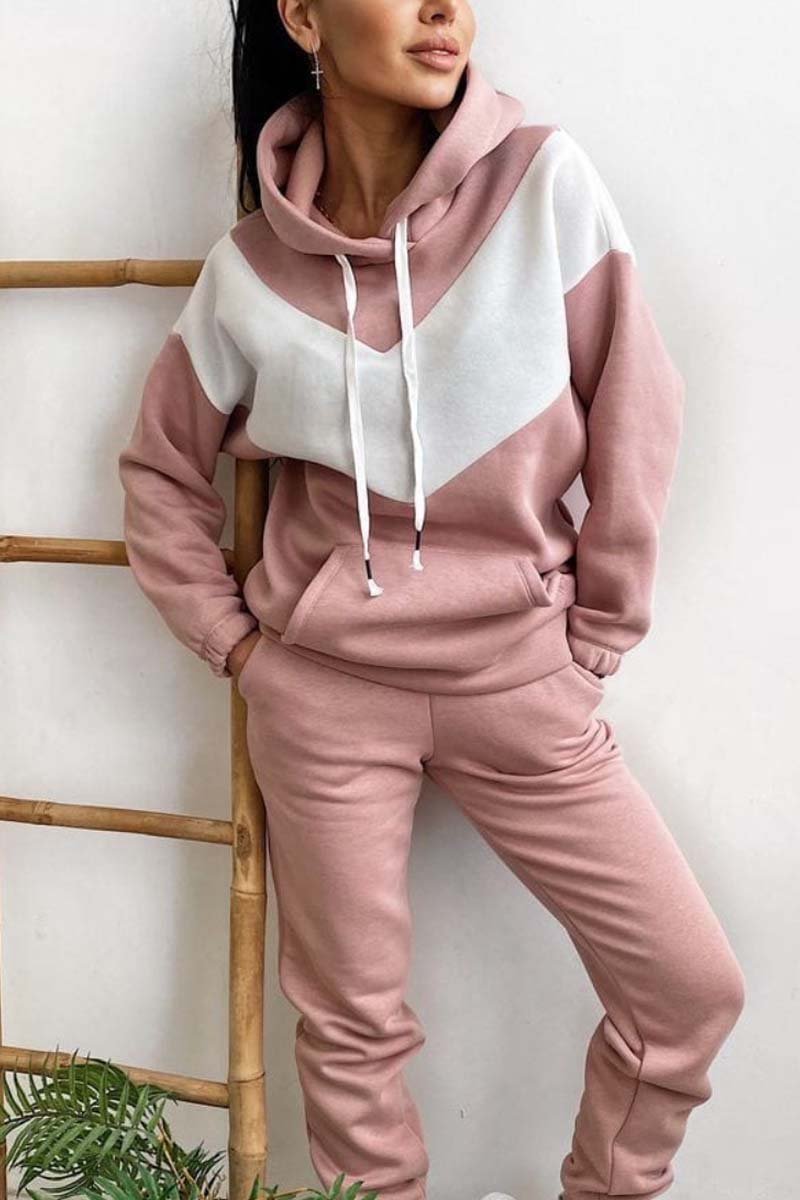 Damen Athleisure Sweatshirt mit Kapuze in Kontrastfarbe 