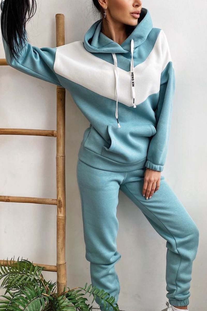 Damen Athleisure Sweatshirt mit Kapuze in Kontrastfarbe 