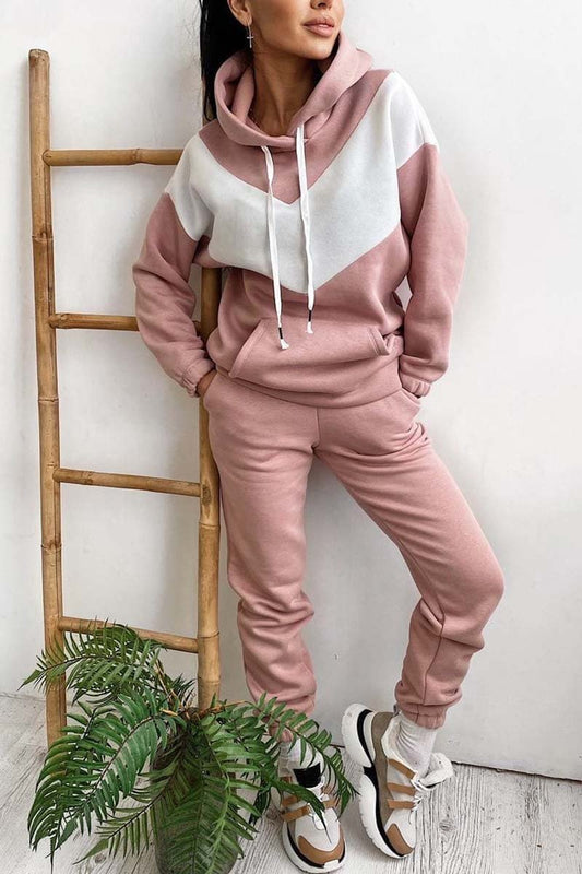 Damen Athleisure Sweatshirt mit Kapuze in Kontrastfarbe 