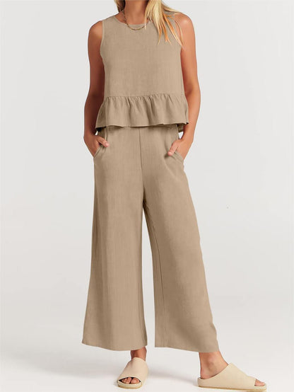 Lässiges 2-teiliges Damen-Outfit mit Taschen (2 kaufen, kostenloser Versand)