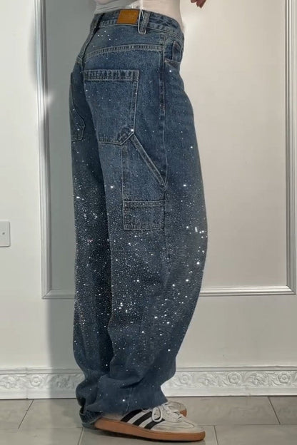 Lässige Haremsjeans mit Strasssteinen für Damen 