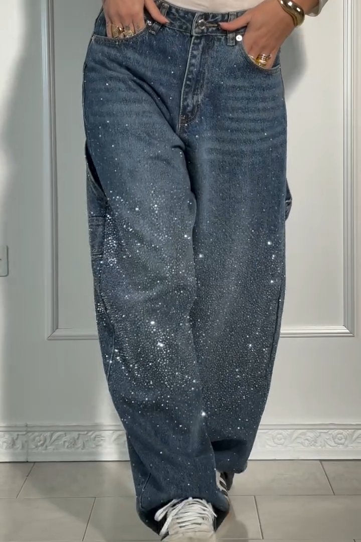 Lässige Haremsjeans mit Strasssteinen für Damen 