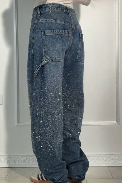 Lässige Haremsjeans mit Strasssteinen für Damen 