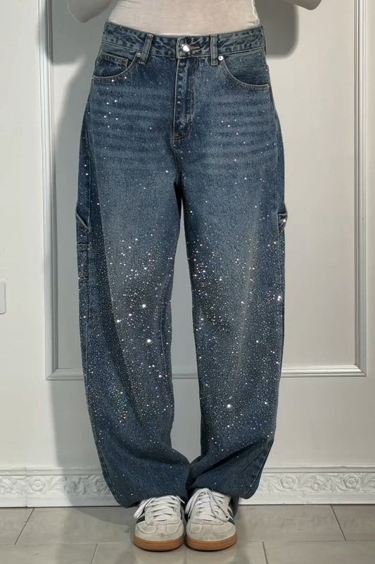 Lässige Haremsjeans mit Strasssteinen für Damen 
